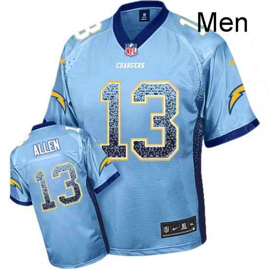 Men Nike Los Angeles Chargers 13 Keenan Allen Elite Electric Blue Drift Fashion NFL Jersey